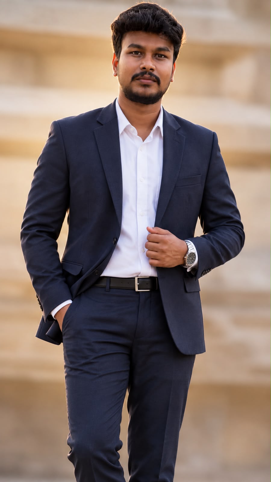 Sriram M wearing a navy suit